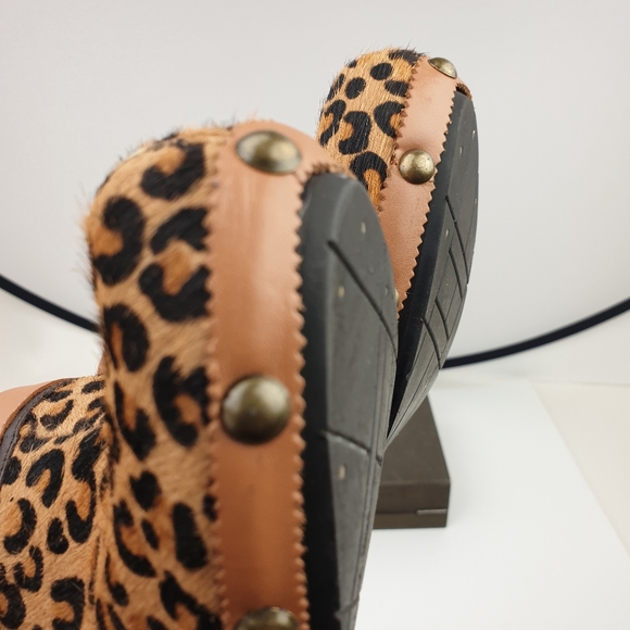 Tommy Hilfiger mules leopard pony hair wooden high heels size 8 - Picture 10 of 16